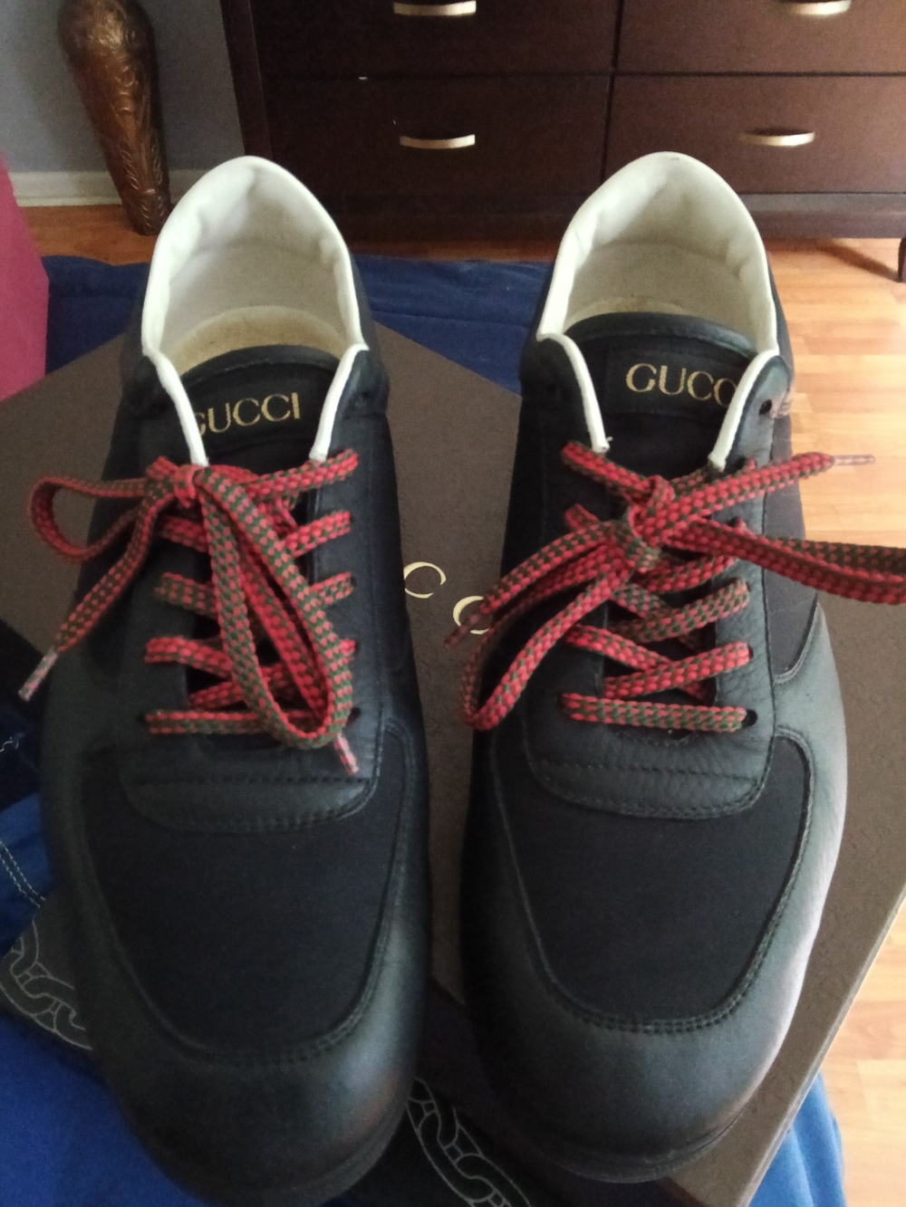 Gucci Black Sneakers with Red Laces